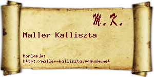 Maller Kalliszta névjegykártya